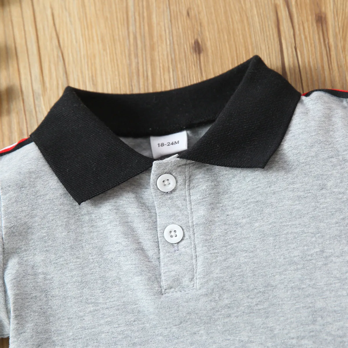 2pcs Toddler Boy Casual Colorblock Striped Polo Shirt and Shorts Set