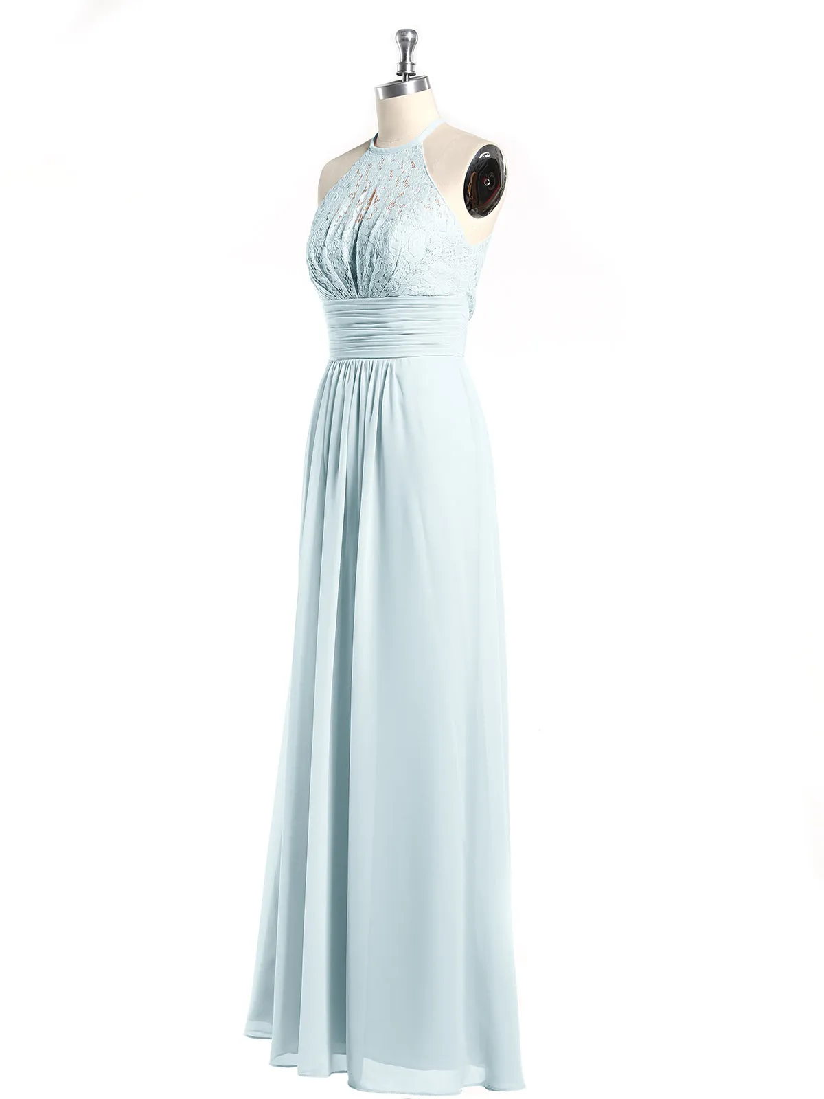 Halter Chiffon And Lace Long Dresses Mist Plus Size